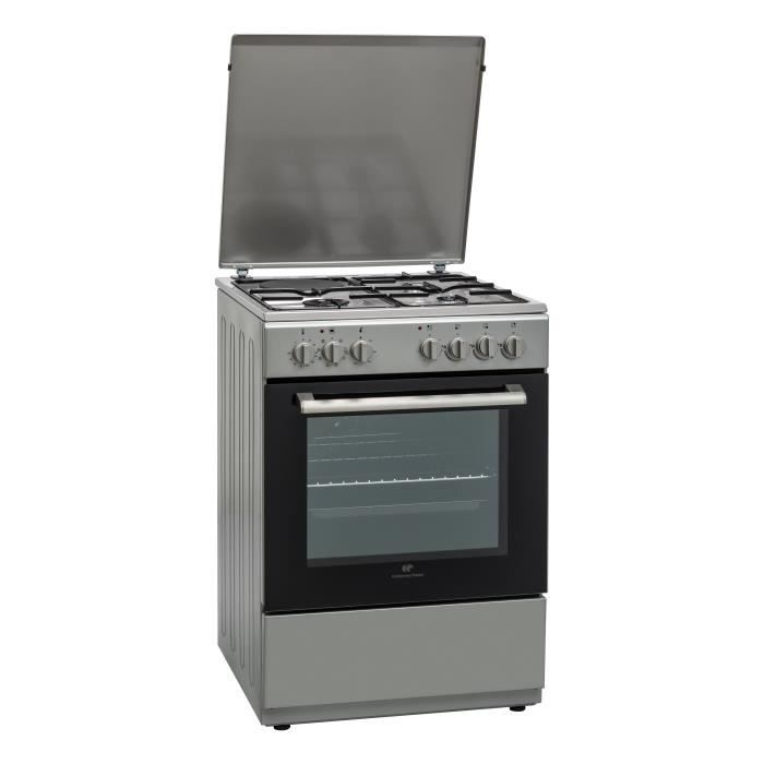 Cuisinière mixte 3 feux gaz + 1 électrique four multifonction catalyse 65L – L60 x H85cm – Silver