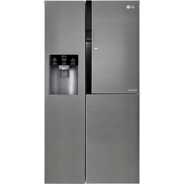 Réfrigérateur congélateur US Eau’tonome – 591L (394+197) – Froid ventilé – A+ – L91,2cm x H179cm – Inox – LG GSJ361DIDV