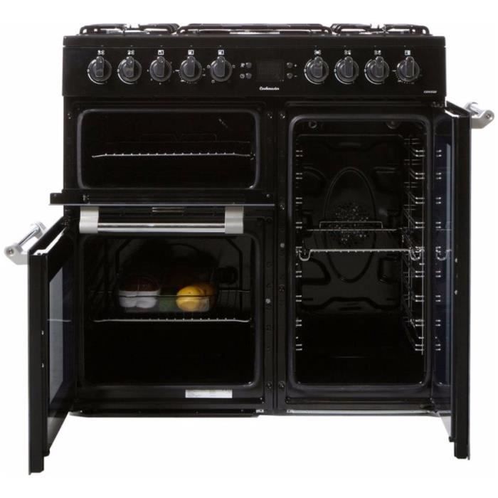 Cuisinière piano , table gaz-5 foyers-5,5kWh-triple cavité-2 fours+1 grill-60L+79L-A-Noir LEISURE CK90F320KG – Image 2