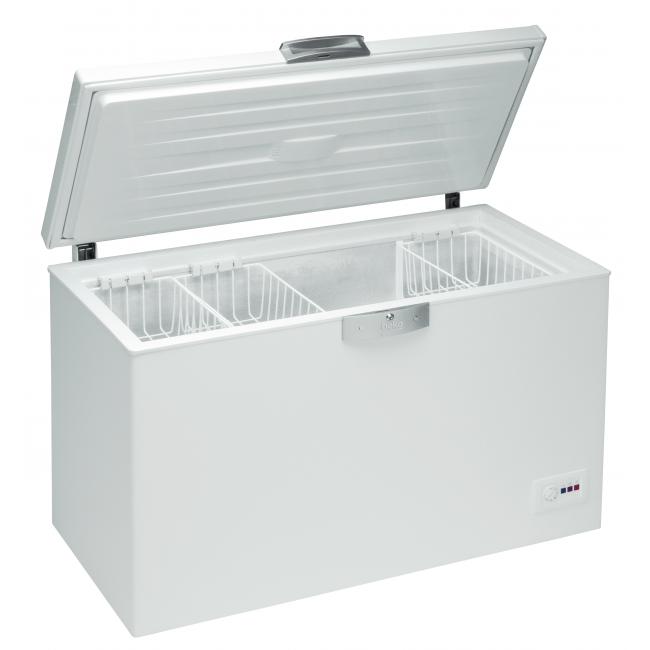 Congélateur coffre – 284L – Froid statique – A+ – L 128,5cm x H 86cm – Blanc BEKO HSA 29520 –