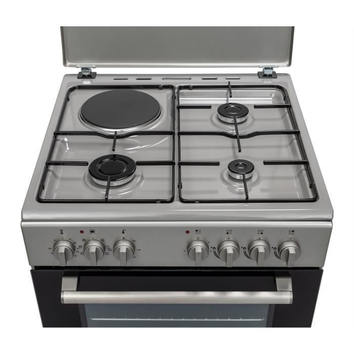 Cuisinière mixte 3 feux gaz + 1 électrique four multifonction catalyse 65L – L60 x H85cm – Silver – Image 3