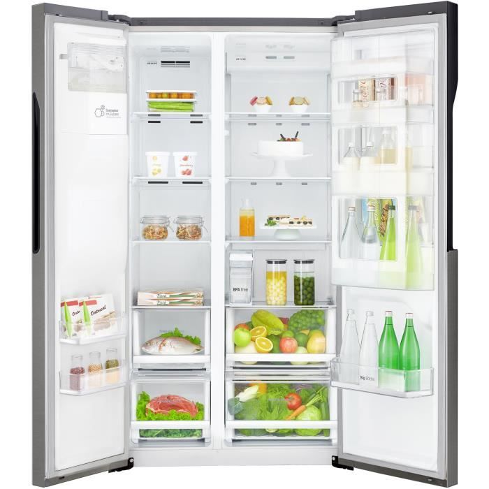 Réfrigérateur congélateur US Eau’tonome – 591L (394+197) – Froid ventilé – A+ – L91,2cm x H179cm – Inox – LG GSJ361DIDV – Image 3