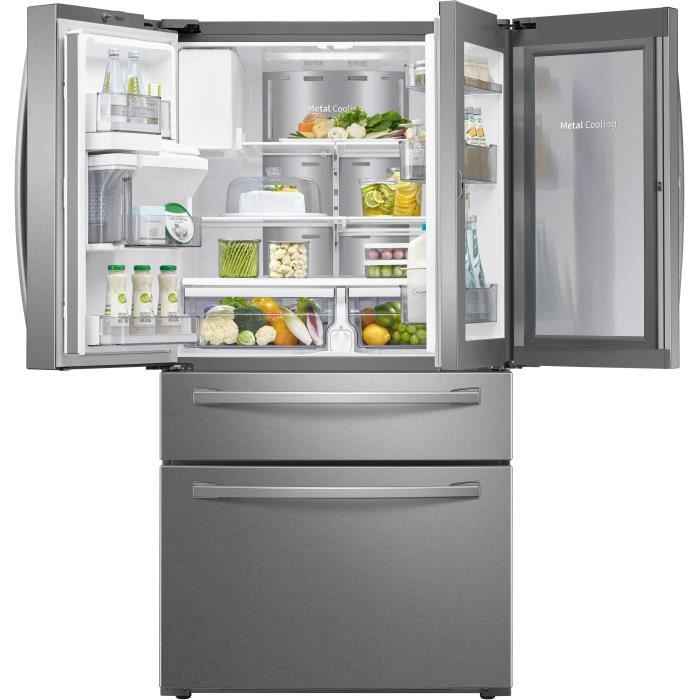 Réfrigérateur French Door – 501L (339L + 123L + 39L) – Froid Ventilé Plus – A+ – L90,8cm x H177,7cm – Inox SAMSUNG – RF22R7351SR – Image 2