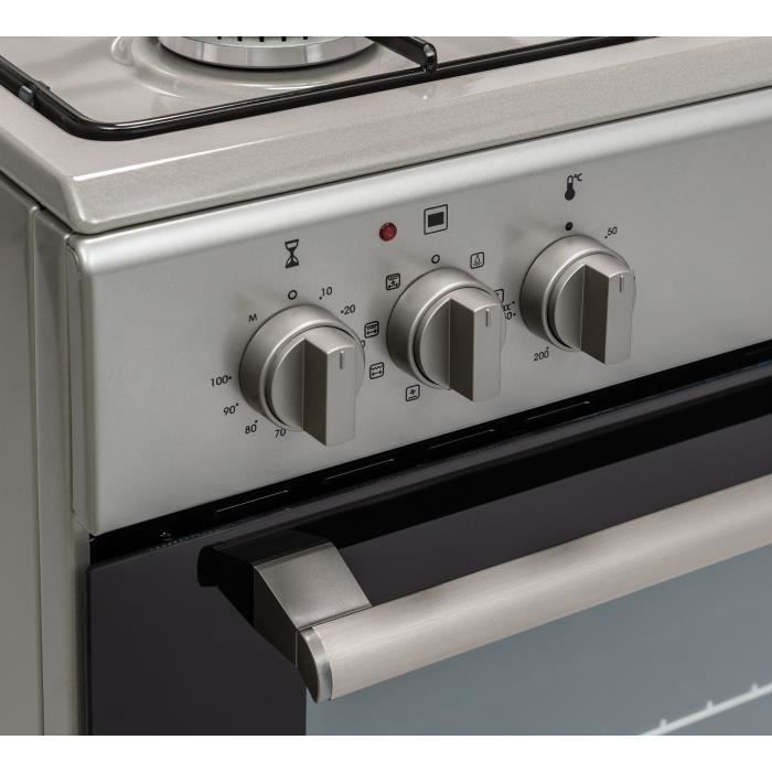 Cuisinière mixte 3 feux gaz + 1 électrique four multifonction catalyse 65L – L60 x H85cm – Silver – Image 4