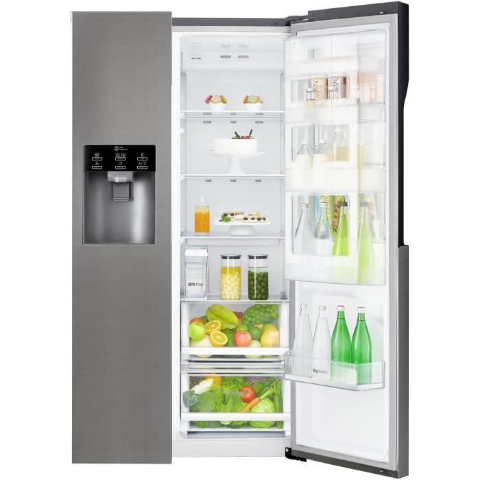 Réfrigérateur congélateur US Eau’tonome – 591L (394+197) – Froid ventilé – A+ – L91,2cm x H179cm – Inox – LG GSJ361DIDV – Image 4