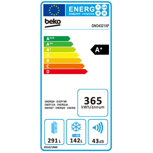 Réfrigérateur américain – 436L (291+142) – Froid Ventilé Neo Frost – A+ -L64 x H177,70 cm – Inox BEKO – GNO4321XP – – Image 6