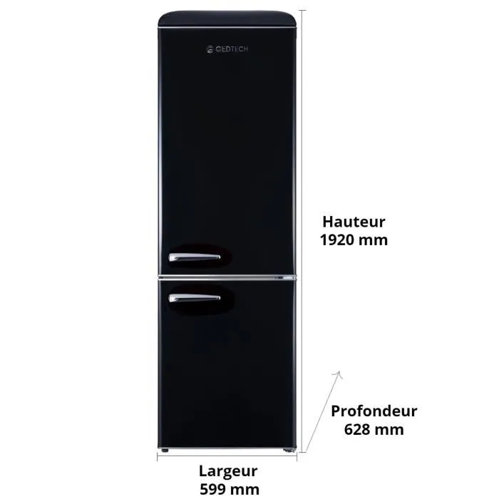 Réfrigérateur combiné vintage GEDTECH GCBV310BL – Noir – 310L – Classe E – Image 3