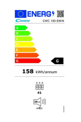 CANDY Cave À Vin De Service – 41 Bouteilles – Pose Libre – Noir – Cwc150em/n – Image 2